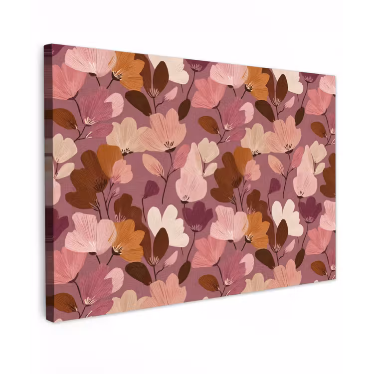 Bloem - Patroon - Roze Tuinposter op houten frame 2 cm dik klein 845 -3d