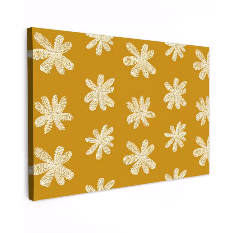 Bloem - Speels - Okergeel Tuinposter op houten frame 2 cm dik klein 845 -3d