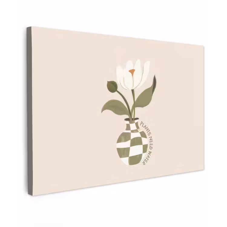Bloem - Wit - Vaas - Quote Tuinposter op houten frame 2 cm dik klein -3d