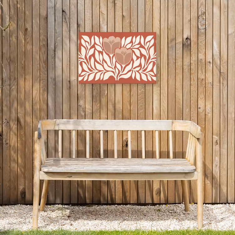 Bloemen - Abstract - Modern - Beige - Natuur Tuinposter op houten frame 2 cm dik klein -sfeer4