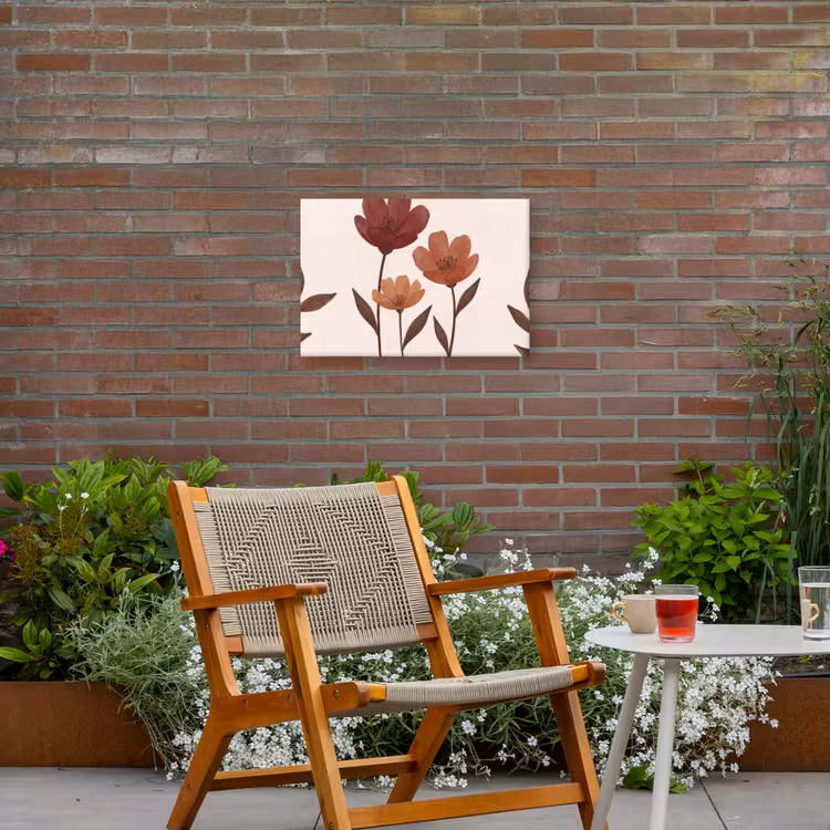 Bloemen - Abstract - Modern - Bruin - Decoratief Tuinposter op houten frame 2 cm dik klein -sfeer3