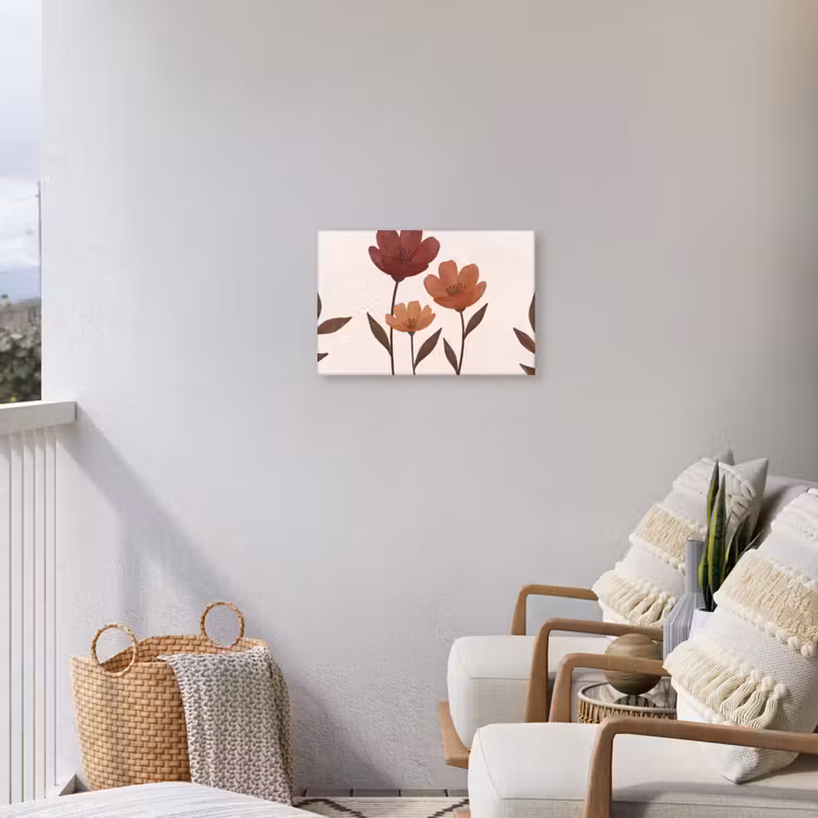 Bloemen - Abstract - Modern - Bruin - Decoratief Tuinposter op houten frame 2 cm dik klein -sfeer1