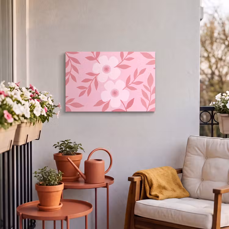 Bloemen - Abstract - Modern - Roze - Natuur Tuinposter op houten frame 2 cm dik klein -sfeer1