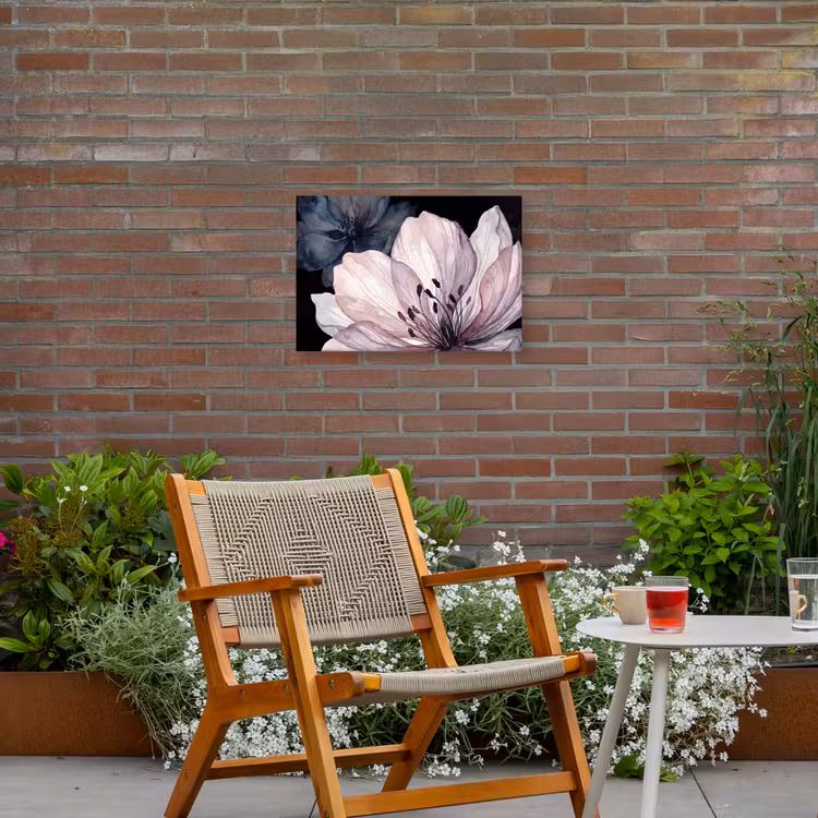 Bloemen - Aquarel - Modern - Roze - Donker Tuinposter op houten frame 2 cm dik klein -sfeer3