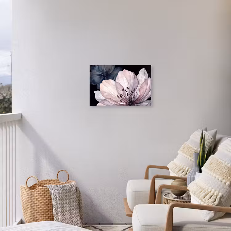 Bloemen - Aquarel - Modern - Roze - Donker Tuinposter op houten frame 2 cm dik klein -sfeer1