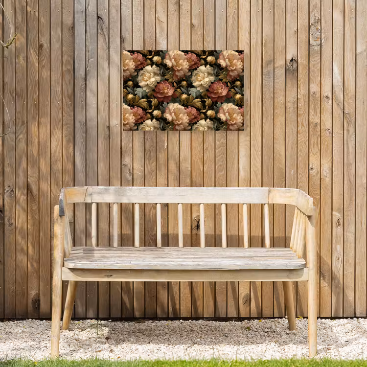 Bloemen - Barok - Patroon - Roze - Crème Tuinposter op houten frame 2 cm dik klein 845 -sfeer4