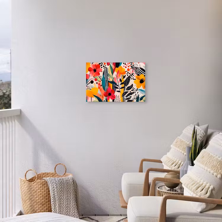 Bloemen - Bladeren - Abstract - Kleurrijk Tuinposter op houten frame 2 cm dik klein -sfeer1