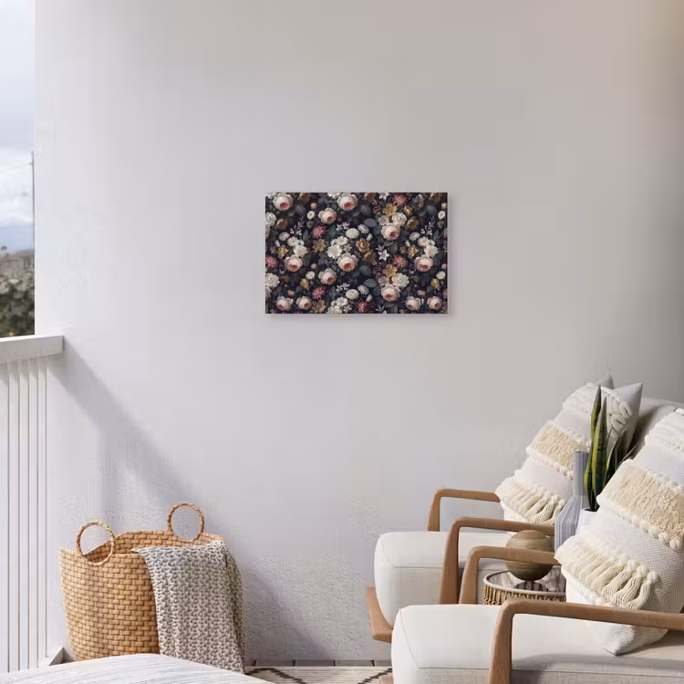 Bloemen - Boeket - Botanisch - Vintage - Donkere achtergrond Tuinposter op houten frame 2 cm dik klein -sfeer1