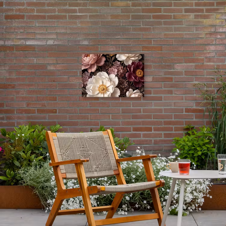 Bloemen - Boeket - Klassiek - Donker - Rood Tuinposter op houten frame 2 cm dik klein -sfeer3