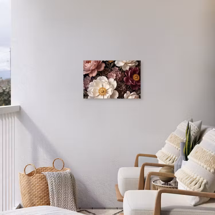 Bloemen - Boeket - Klassiek - Donker - Rood Tuinposter op houten frame 2 cm dik klein -sfeer1