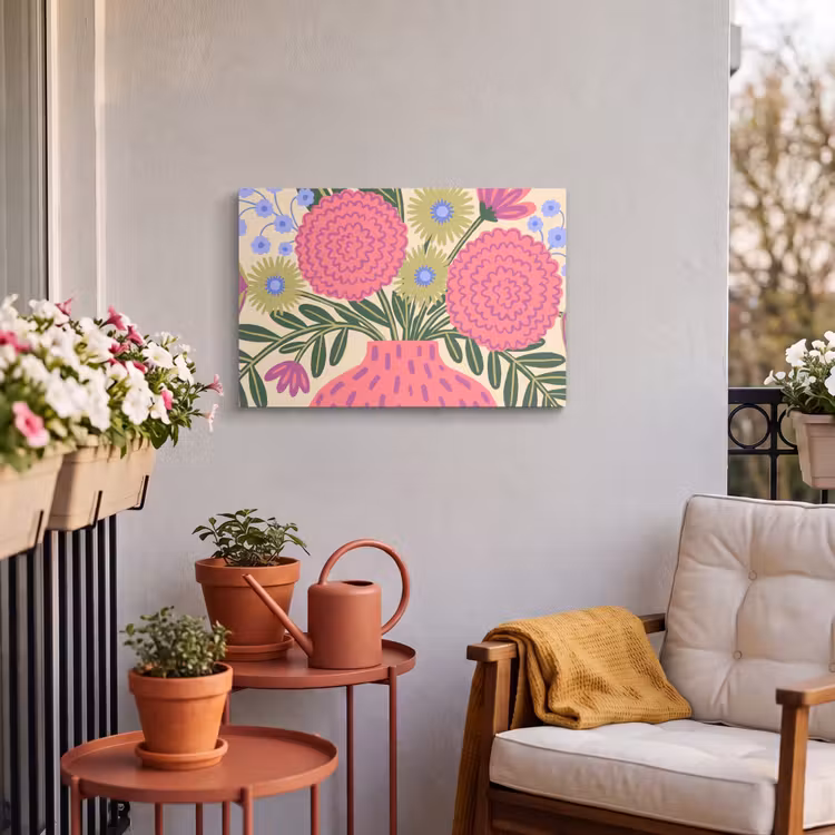 Bloemen - Boeket - Natuur - Abstract - Roze Tuinposter op houten frame 2 cm dik klein -sfeer1