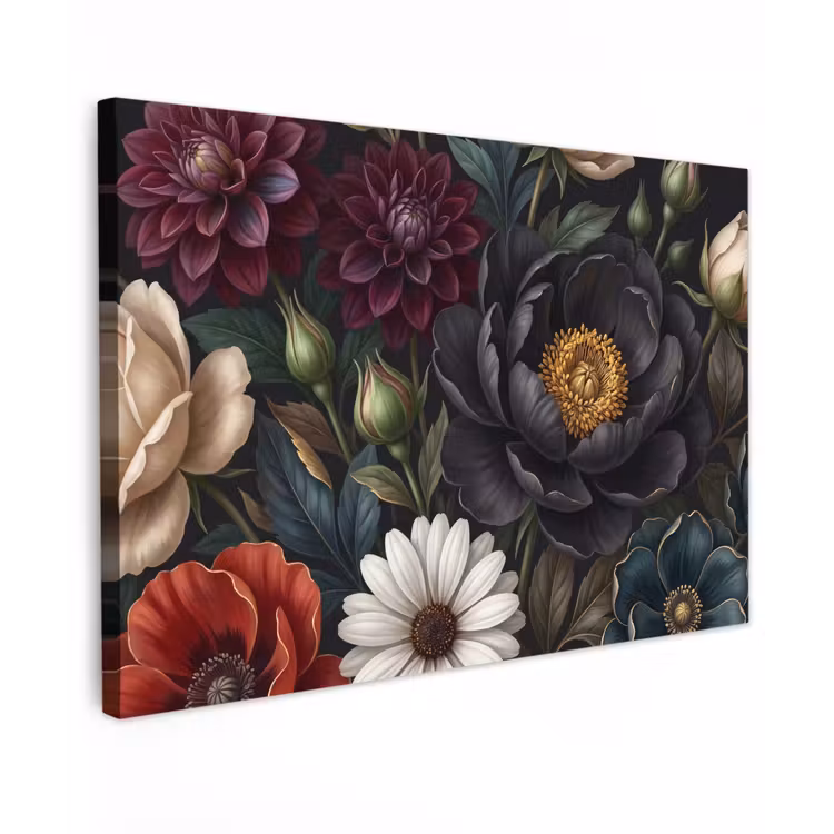Bloemen - Boeket - Natuur - Klassiek - Weelderig Tuinposter op houten frame 2 cm dik klein -3d