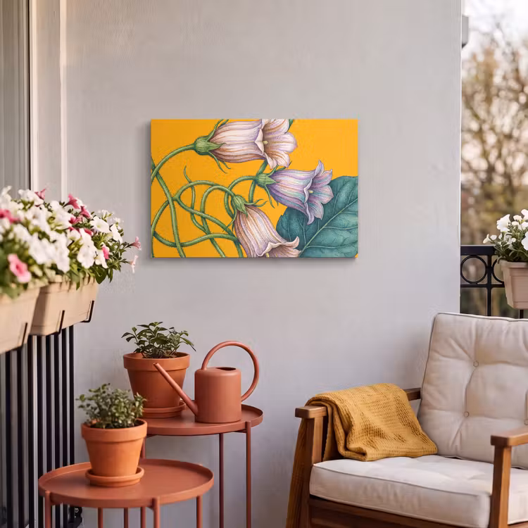 Outdoor Leinwand - Blumen – Botanik – Gelb - Bloemen - Botanisch - Geel Tuinposter op houten frame 2 cm dik klein