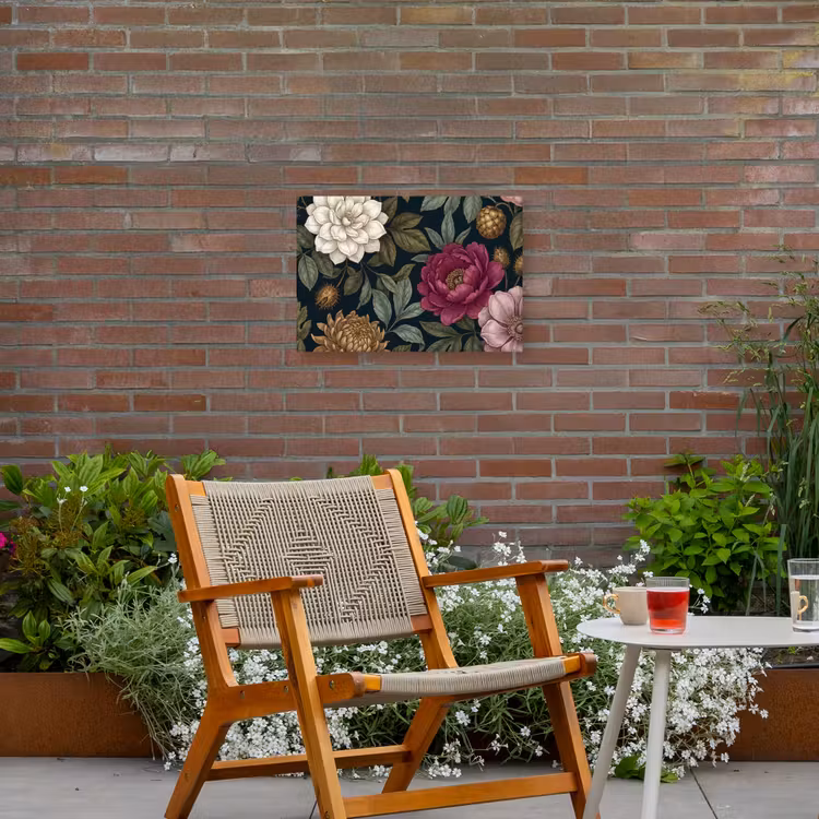 Bloemen - Botanisch - Illustratie - Donker - Vintage Tuinposter op houten frame 2 cm dik klein -sfeer3