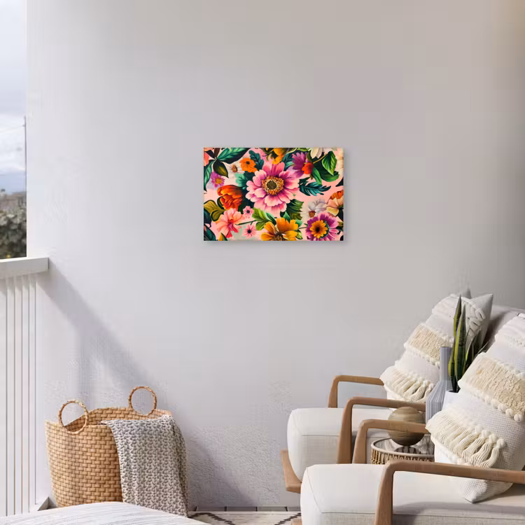 Bloemen - Kleurrijk - Roze Tuinposter op houten frame 2 cm dik klein -sfeer1