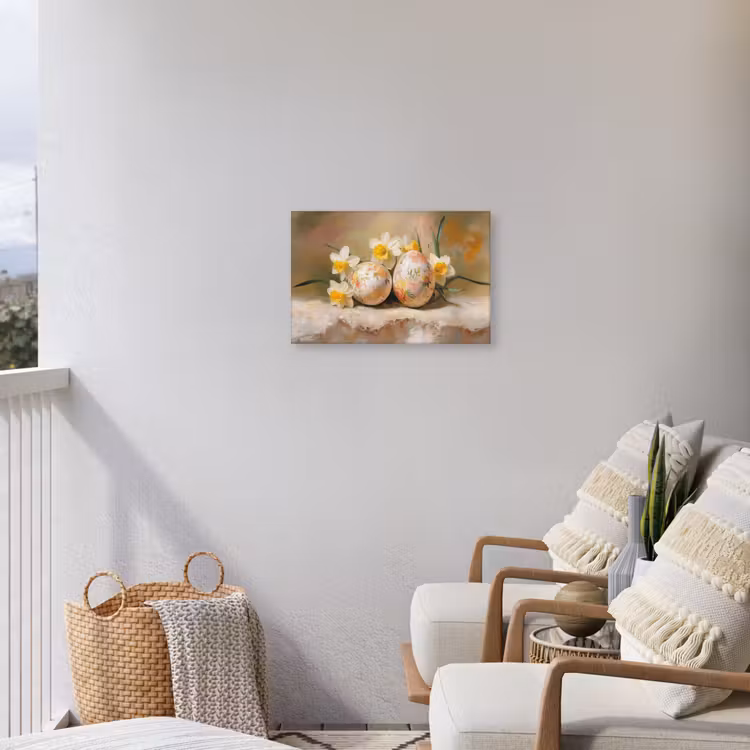 Bloemen - Eieren - Geschilderd Tuinposter op houten frame 2 cm dik klein -sfeer1