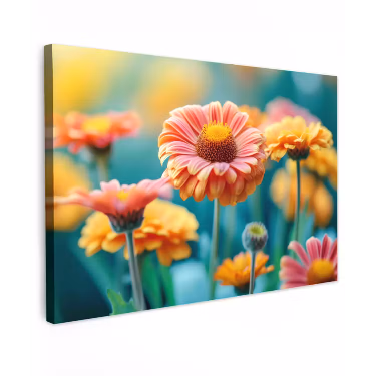 Bloemen in zomerse pracht Tuinposter op houten frame 2 cm dik klein -3d