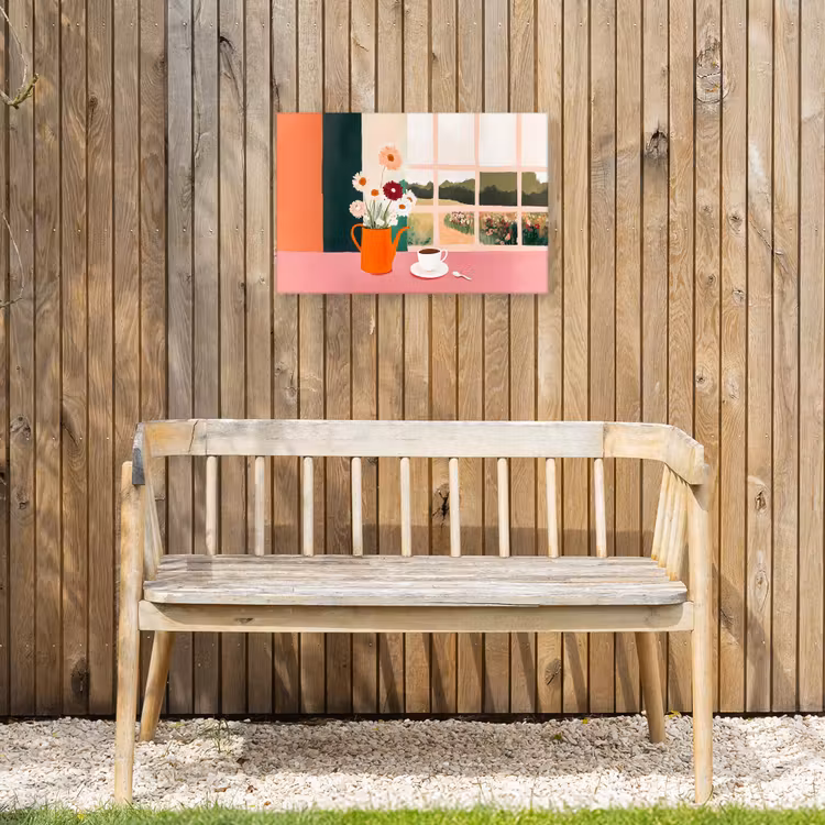 Bloemen - Koffie - Raam Tuinposter op houten frame 2 cm dik klein -sfeer4