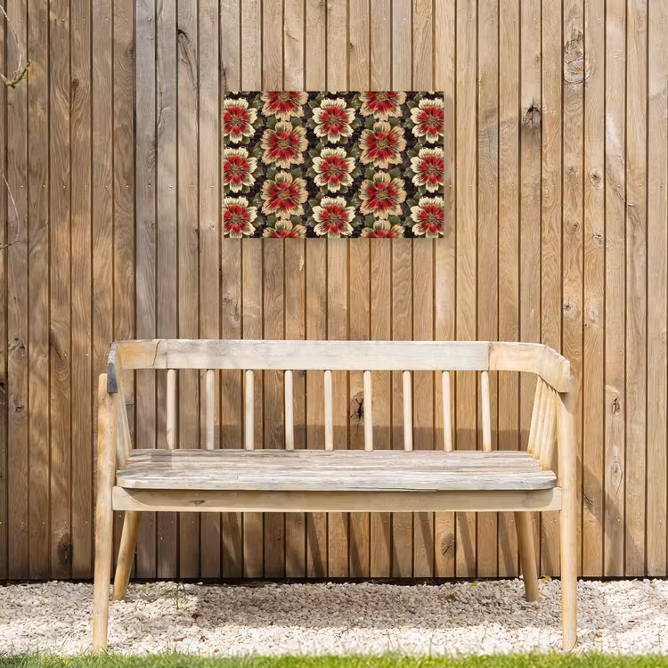 Bloemen - Klassiek - Patroon - Rood Tuinposter op houten frame 2 cm dik klein 845 -sfeer4