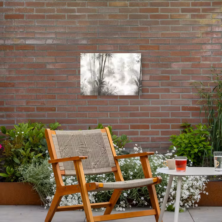 Bloemen - Knop - Tuin - Illustratie - Wit Tuinposter op houten frame 2 cm dik klein -sfeer3