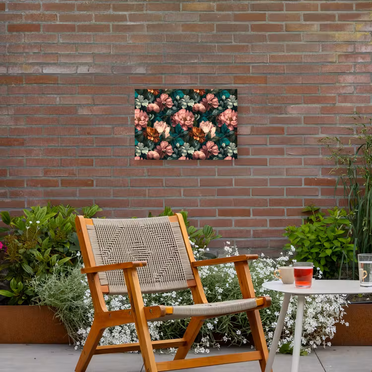 Bloemen - Schilderachtig - Patroon - Roze Tuinposter op houten frame 2 cm dik klein 845 -sfeer3