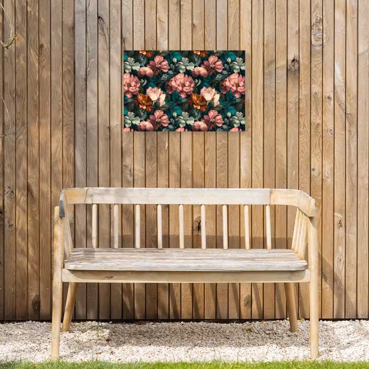 Bloemen - Schilderachtig - Patroon - Roze Tuinposter op houten frame 2 cm dik klein 845 -sfeer4