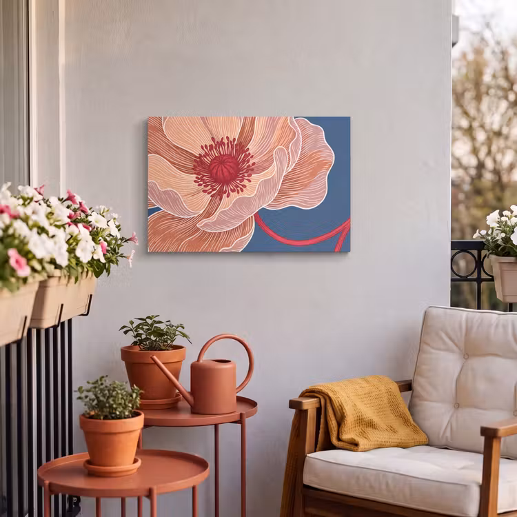 Outdoor Leinwand - Blumen – Modern – Abstrakt - Bloemen - Modern - Abstract Tuinposter op houten frame 2 cm dik klein