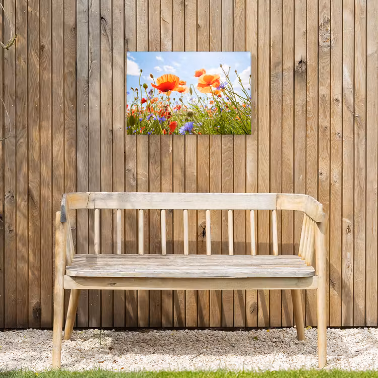 Bloemen - Klaproos - Lente - Natuur - Rood - Blauw Tuinposter op houten frame 2 cm dik klein -sfeer4