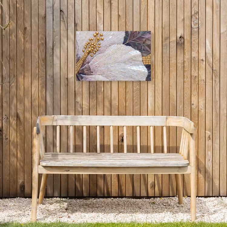 Bloemen - Mozaïek - Kunst - Modern - Goud Tuinposter op houten frame 2 cm dik klein -sfeer4