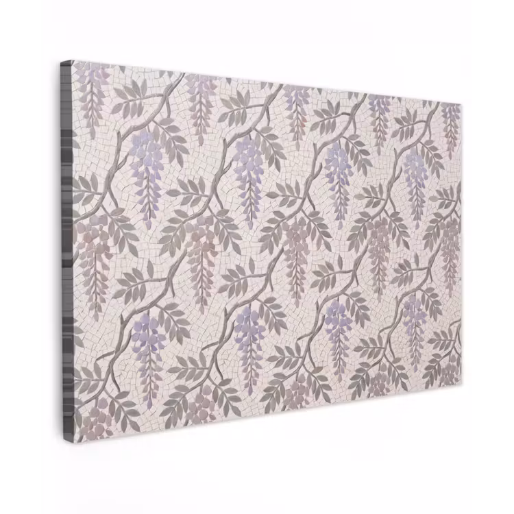 Bloemen - Mozaïek - Natuur - Patroon - Paars Tuinposter op houten frame 2 cm dik klein -3d