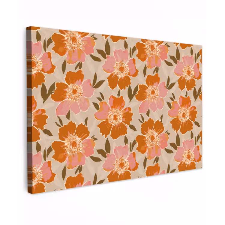 Bloemen - Motief - Retro Tuinposter op houten frame 2 cm dik klein 845 -3d