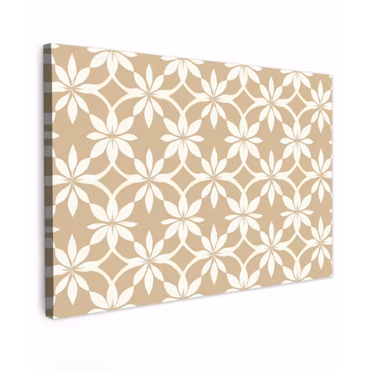 Bloemen - Patroon - Beige Tuinposter op houten frame 2 cm dik klein 845 -3d