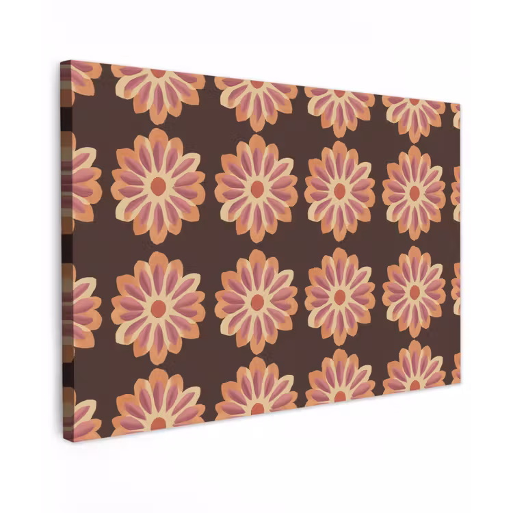 Bloemen - Patroon - Bruin Tuinposter op houten frame 2 cm dik klein 845 -3d