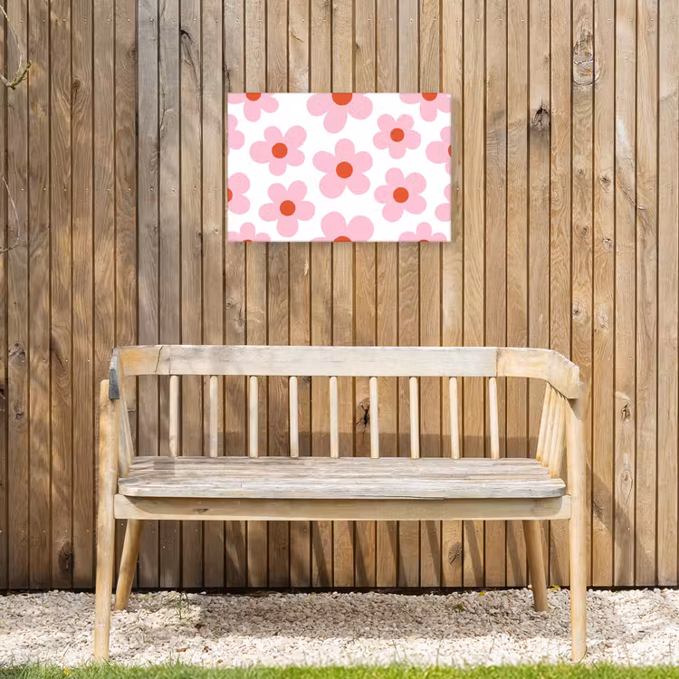 Bloemen - Patroon - Modern - Roze - Wit Tuinposter op houten frame 2 cm dik klein -sfeer4