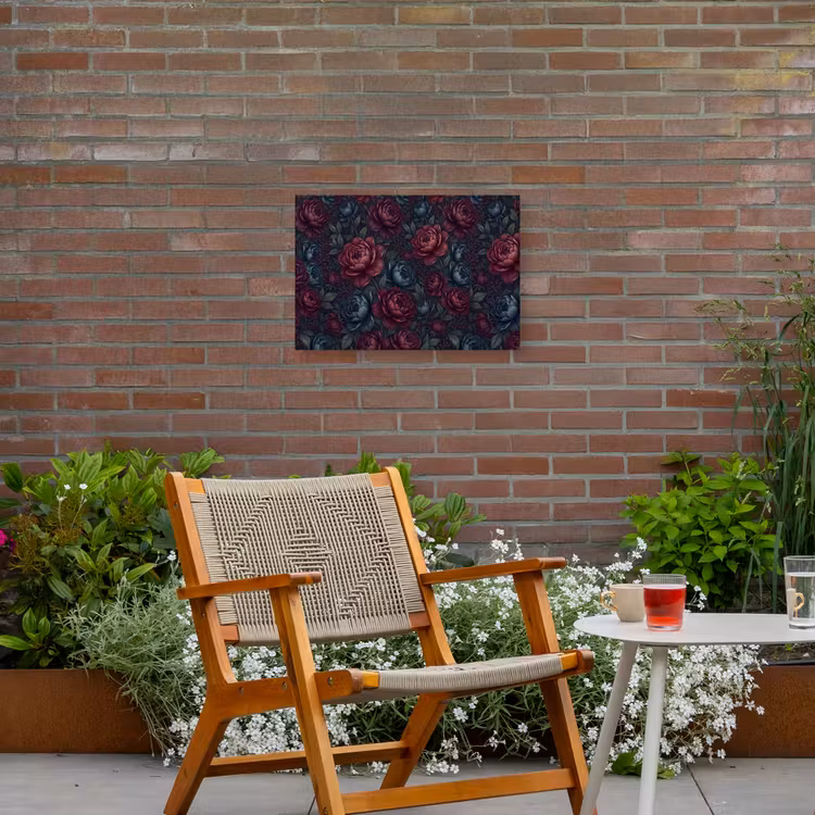Bloemen - Patroon - Natuur - Klassiek - Donker Tuinposter op houten frame 2 cm dik klein -sfeer3
