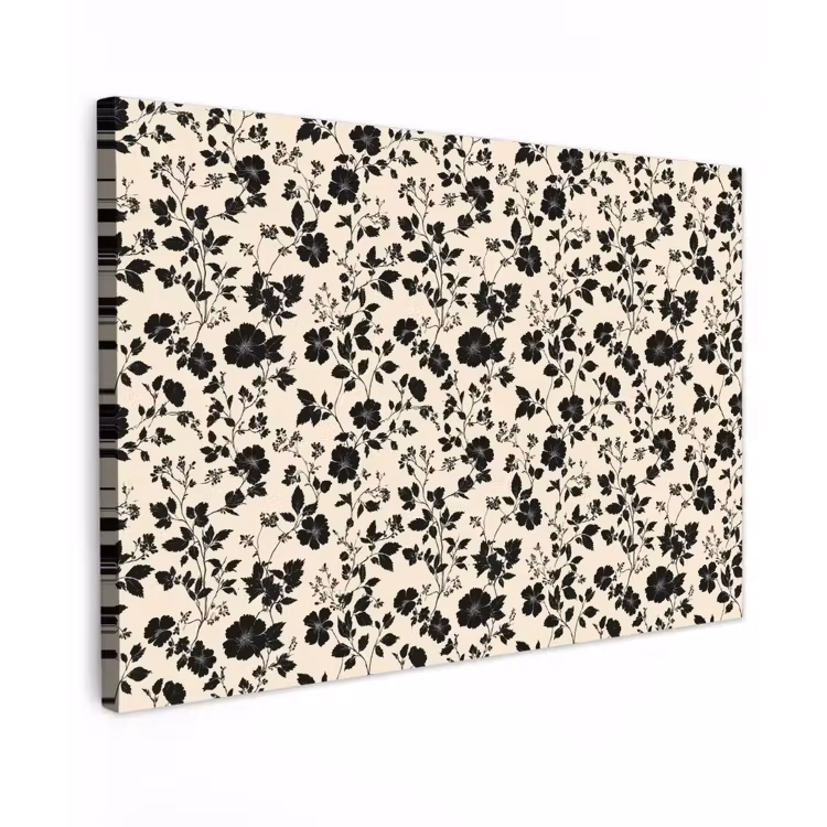 Bloemen - Dessin - Zwart Tuinposter op houten frame 2 cm dik klein 845 -3d