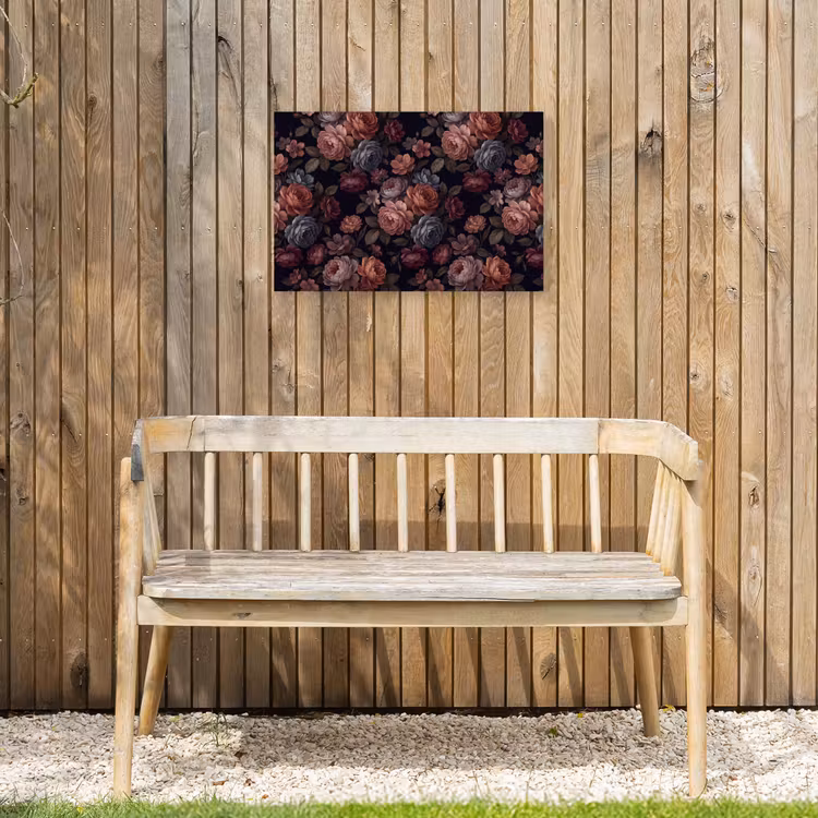 Bloemen - Patroon - Vintage - Donker - Roze Tuinposter op houten frame 2 cm dik klein -sfeer4