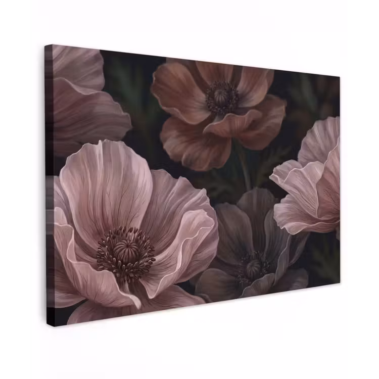 Bloemen - Natuur - Roze - Donker - Modern Tuinposter op houten frame 2 cm dik klein -3d