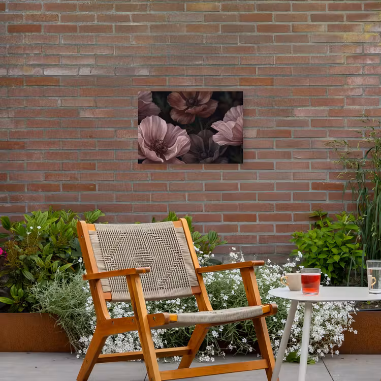 Bloemen - Natuur - Roze - Donker - Modern Tuinposter op houten frame 2 cm dik klein -sfeer3