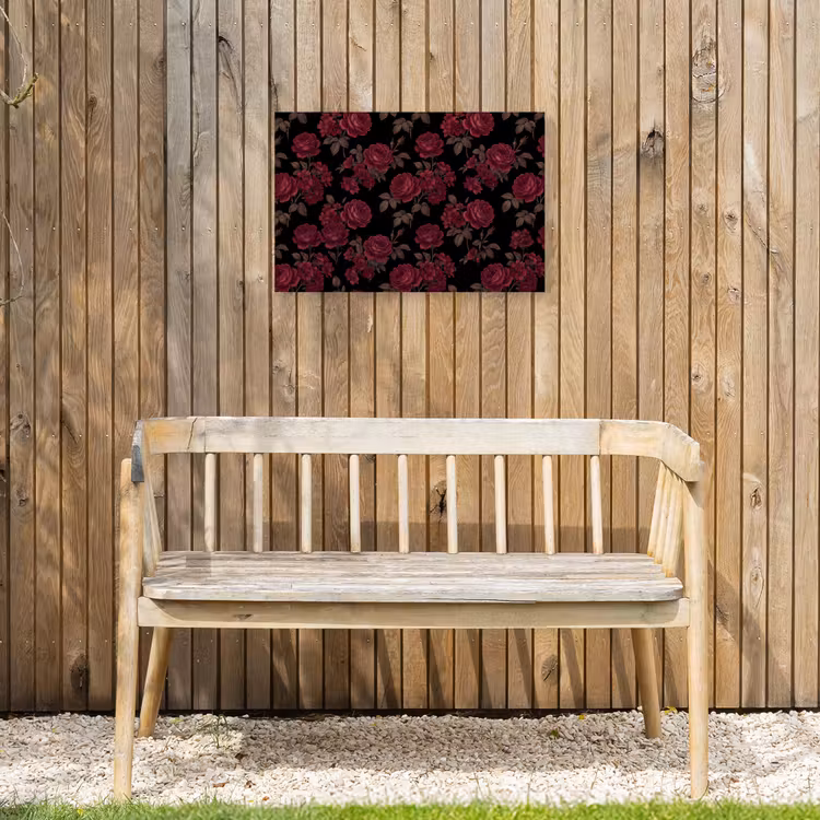 Bloemen - Roos - Patroon - Klassiek - Rood Tuinposter op houten frame 2 cm dik klein -sfeer4