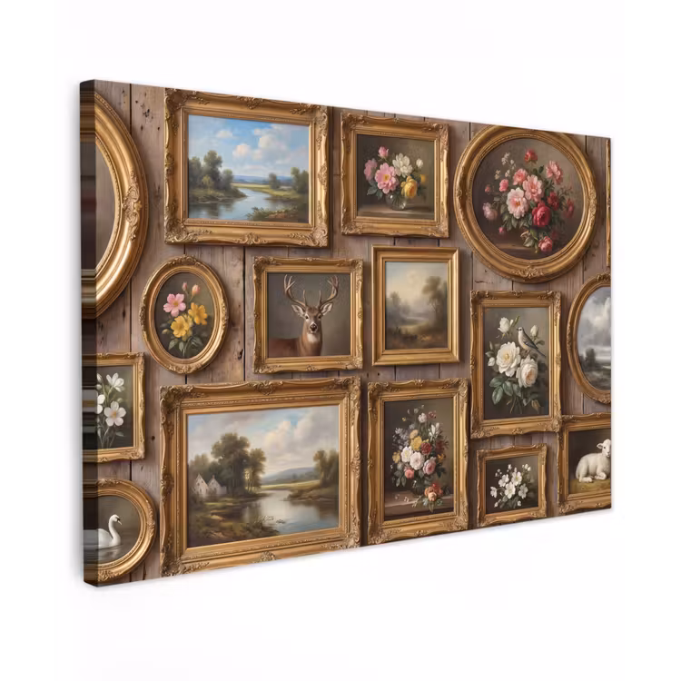 Bloemen - Rozen - Klassiek - Vaas - Kleurrijk Tuinposter op houten frame 2 cm dik klein -3d