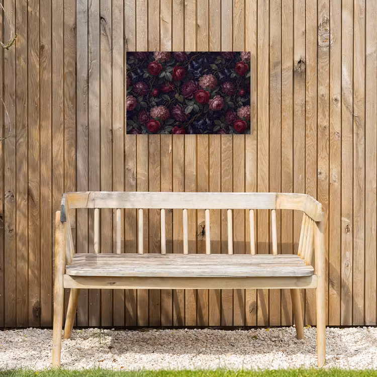 Bloemen - Rood - Klassiek - Donker - Patroon Tuinposter op houten frame 2 cm dik klein -sfeer4