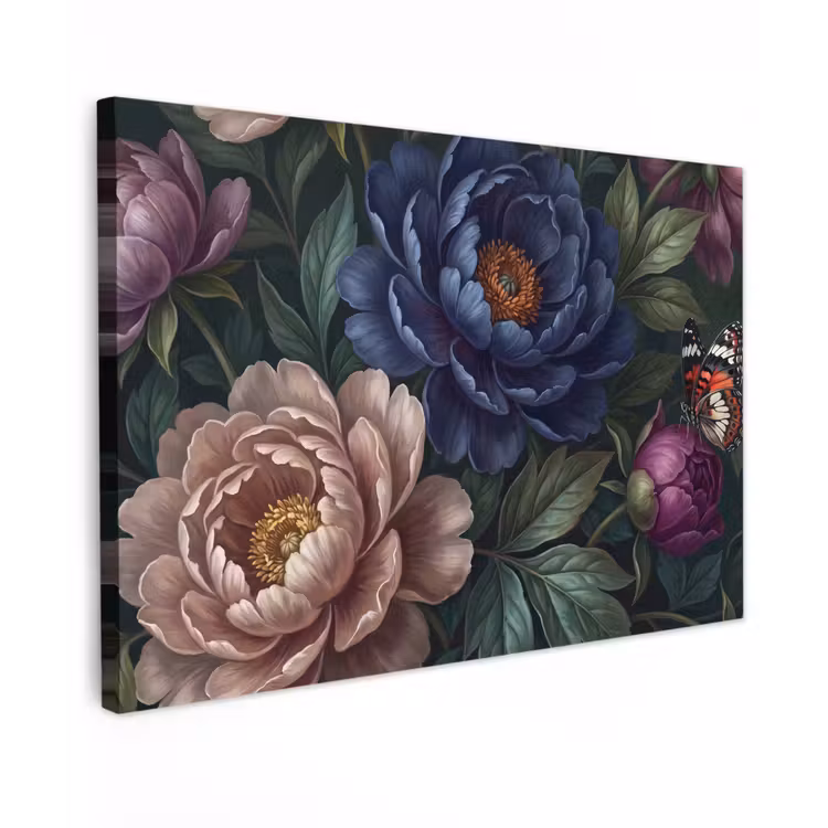 Bloemen - Vlinder - Natuur - Modern - Paars Tuinposter op houten frame 2 cm dik klein -3d