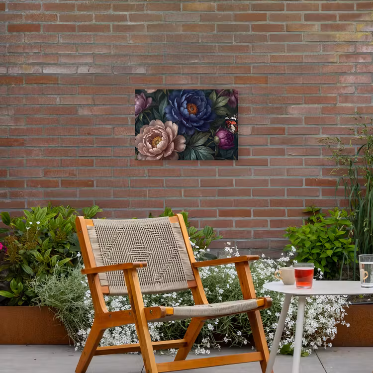 Bloemen - Vlinder - Natuur - Modern - Paars Tuinposter op houten frame 2 cm dik klein -sfeer3