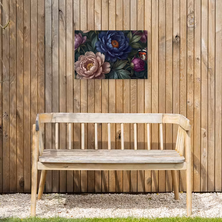 Bloemen - Vlinder - Natuur - Modern - Paars Tuinposter op houten frame 2 cm dik klein -sfeer4