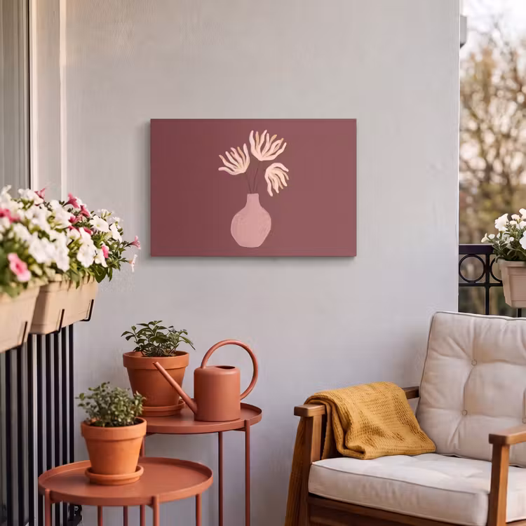 Bloemen - Vaas - Abstract - Modern - Aardetinten Tuinposter op houten frame 2 cm dik klein -sfeer1