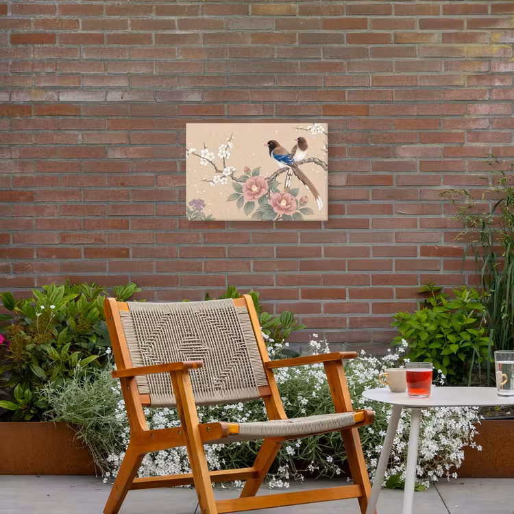 Bloemen - Vogels - Bloemen Tuinposter op houten frame 2 cm dik klein -sfeer3