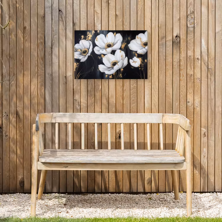 Bloemen - Wit - Abstract Tuinposter op houten frame 2 cm dik klein -sfeer4