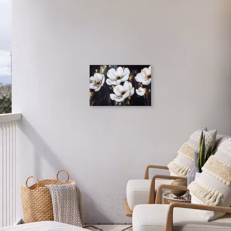 Bloemen - Wit - Abstract Tuinposter op houten frame 2 cm dik klein -sfeer1