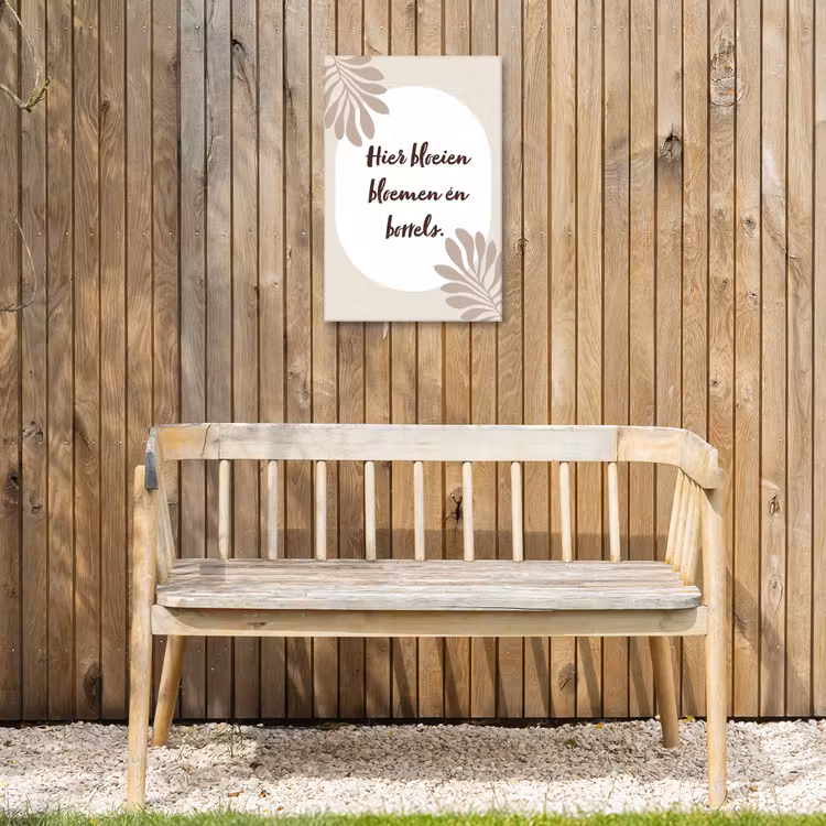 Bloemen - Quote - Zomer - Beige Tuinposter op houten frame 2 cm dik klein -sfeer4